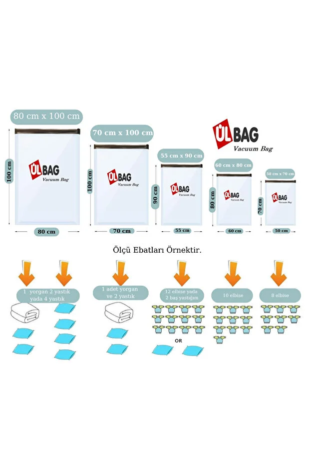 7'li Vakumlu Poşet Seti -7 Oda Toparlama Vakumlu Hurç - Vakumlu Torba